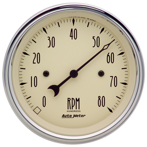 3-3/8" IN-DASH TACHOMETER, 0-8,000 RPM, ANTIQUE BEIGE